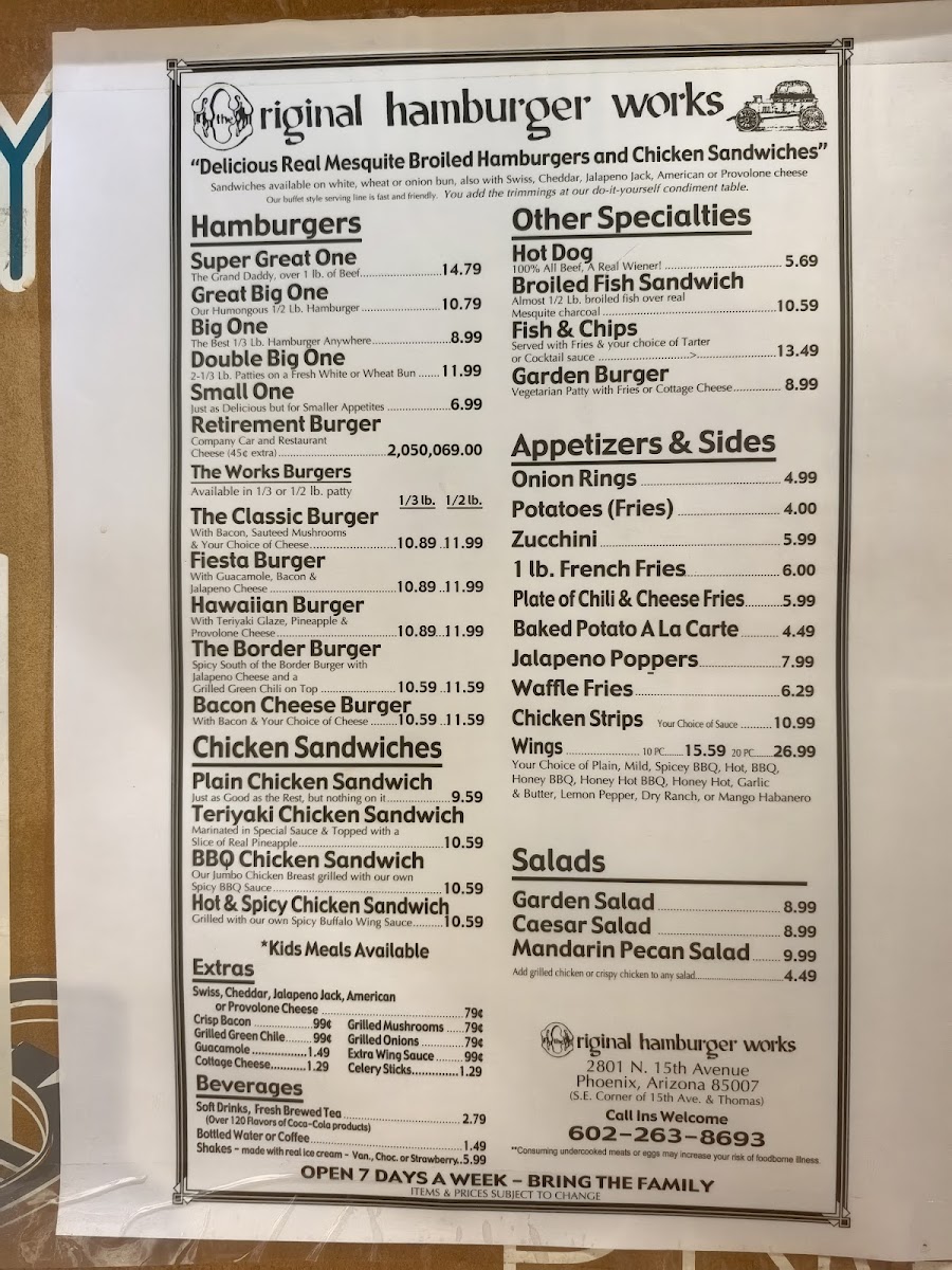 Original Hamburger Works Menu - Image 2